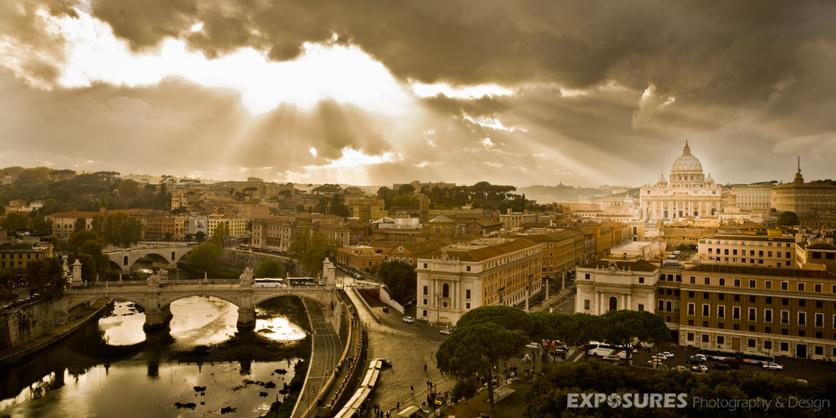 Rome by rain, view on Vatican (from Castel Sant'Angelo)